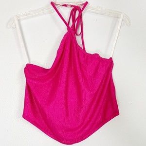 Superdown Hot Pink Halter Crop Top - M